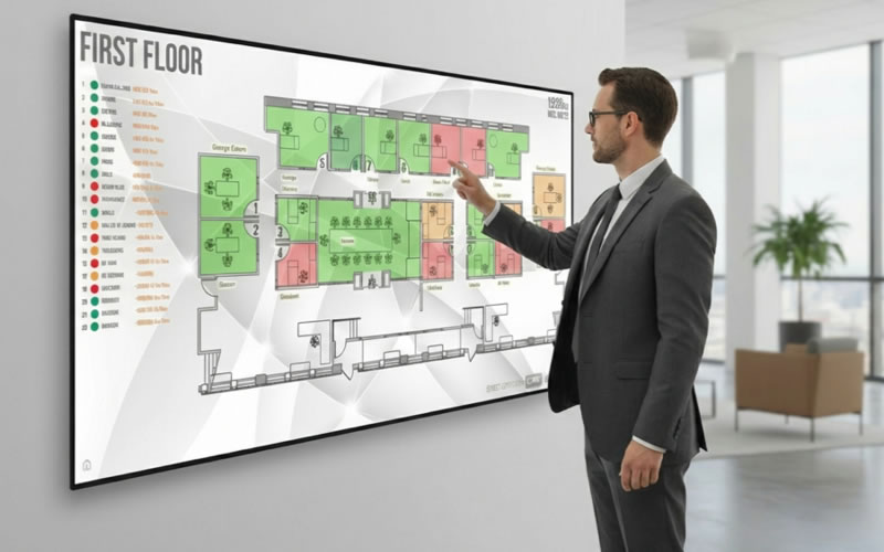 Door Tablet wayfinding floor plan view