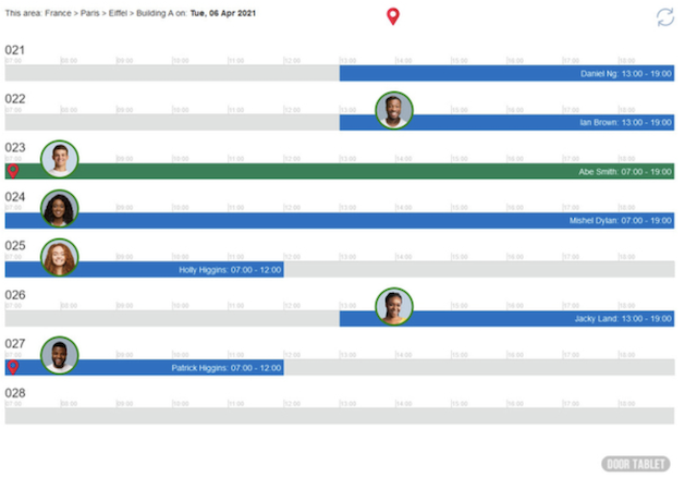 Door Tablet BOOKER desk booking solution; Calendar view